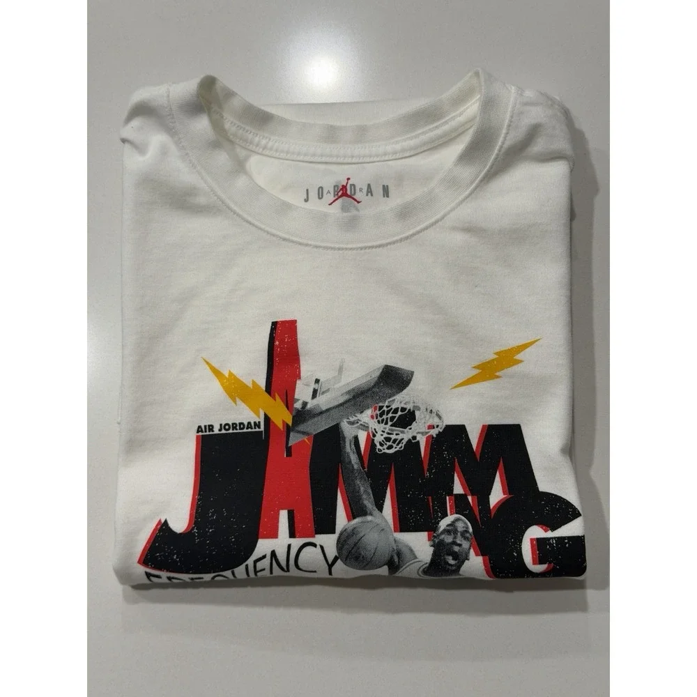 Jordan Jamming Tee White HJ2929-100 Mens L Pre-Owned
